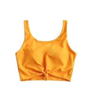 Zaful Yellow Knotted Crop Top Size Large Nwt